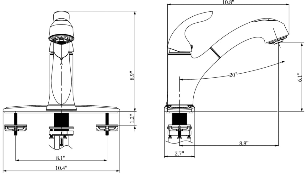 Phoenix Faucets Single Handle Pull Out Hybrid Kitchen Faucet, Brushed Nickel, PF231441