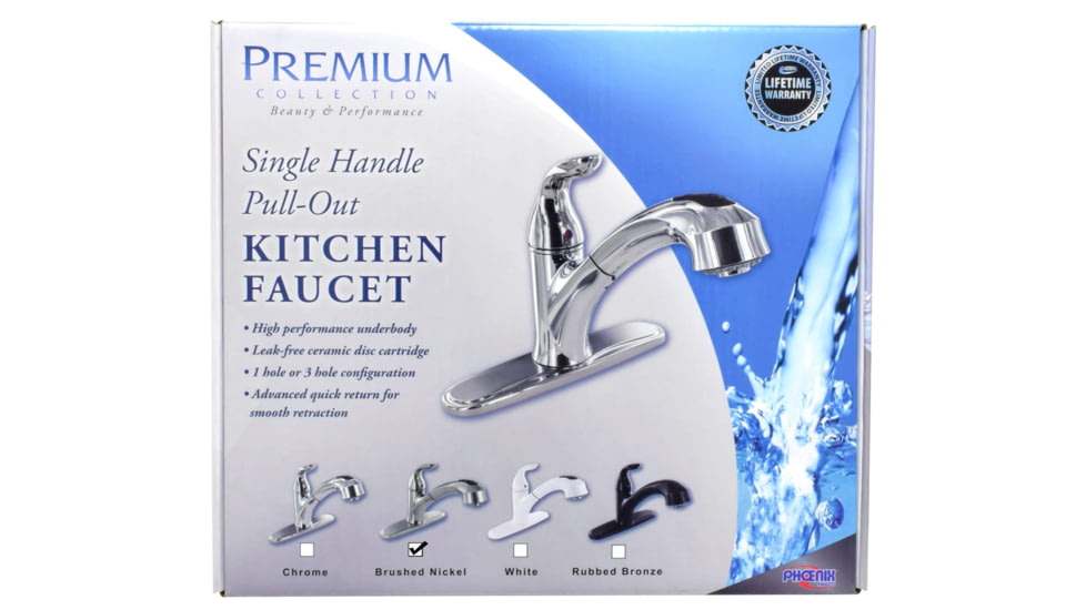 Phoenix Faucets Single Handle Pull Out Hybrid Kitchen Faucet, Brushed Nickel, PF231441