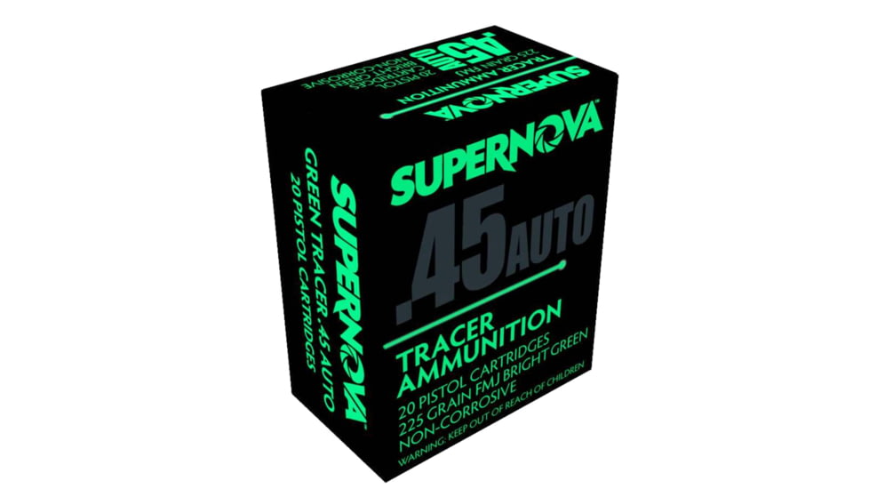Piney Mountain Ammunition PMSN45ACG Green Tracer Non Corrosive 45 ACP 225 gr Full Metal Jacket FMJ 20 Per Box/ 10 Cs, PMSN45ACG