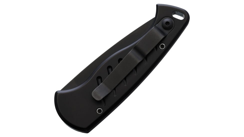 Piranha Knives Auto Fingerling Automatic Folding Knife, 2.5in, 154CM, Plain Blade, Black Oxide, Black Anodized Aluminum Handle, P-2BKT