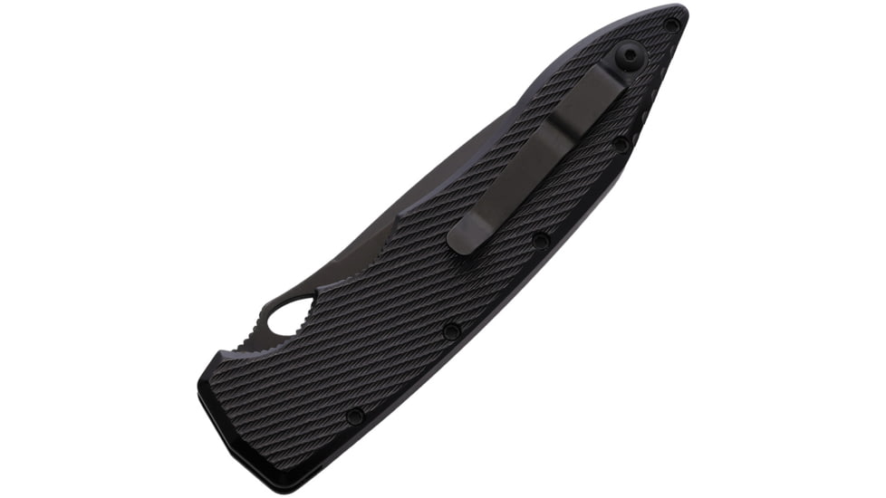 Piranha Knives Auto Predator Automatic Automatic Folding Knife, 4in, CPM S30V, Black Oxide Partially Serrated Blade, Black Textured Aluminum Handle, P-10BKTS