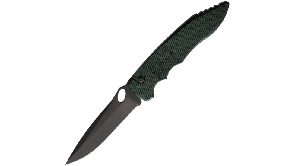 Piranha Knives Auto Predator Automatic Automatic Folding Knife, 4in, CPM S30V, Black Blade, Green Textured Aluminum Handle, P-10GT