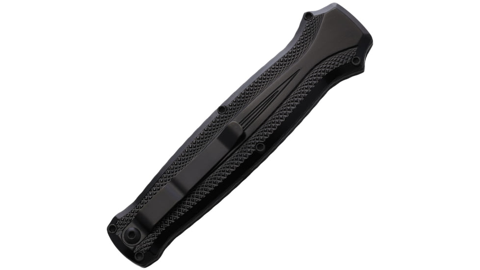 Piranha Knives Auto Rated-R OTF Automatic Folding Knife, 3.5in, 154CM, Clip Point Blade, Black Oxide, Black Aluminum Handle, P-19BKT