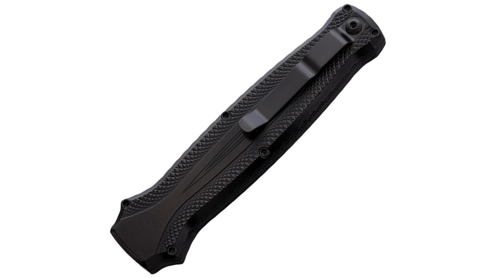 Piranha Knives Auto Rated-R OTF Automatic Folding Knife, 3.5in, 154CM, Tanto Blade, Black DLC, Black Aluminum Handle, P-19TBKT