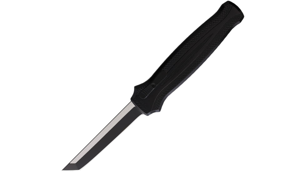 Piranha Knives Auto Rated-R OTF Automatic Folding Knife, 3.5in, 154CM, Tanto Blade, Black DLC, Black Aluminum Handle, P-19TBKT