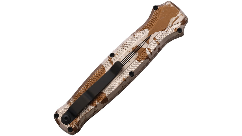 Piranha Knives Auto Rated-R OTF Automatic Folding Knife, 3.5in, 154CM, Clip Point Blade, Black DLC, Camo Aluminum Handle, P-19CT