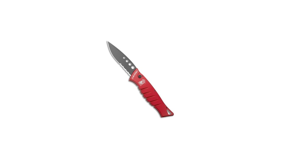 Piranha Piranha Amazon Automatic Knife Red Tactical 3.45" Black Serr, Red, 154CM, adult, BHQ-22991