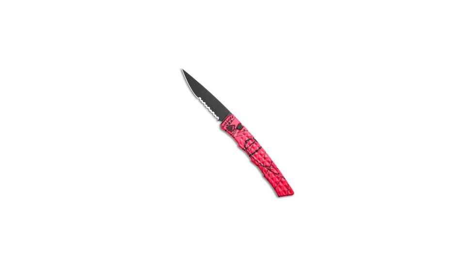 Piranha Piranha Crossfire Automatic Knife Pink Aluminum 3.1" Black Serrated P-23PKTS, Pink, 154CM, adult, BHQ-210925