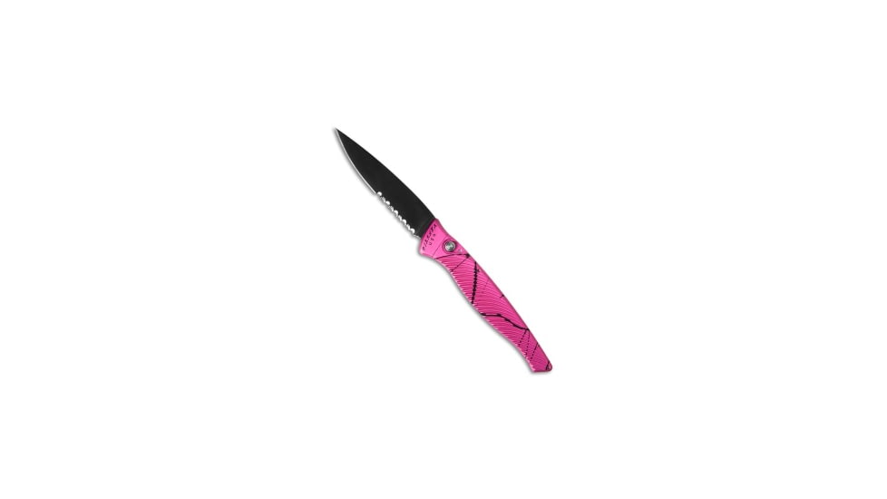 Piranha Piranha DNA Automatic Knife Pink Vein Tactical 3.25" Black Serr, Pink, CPM S30V, adult, BHQ-33076