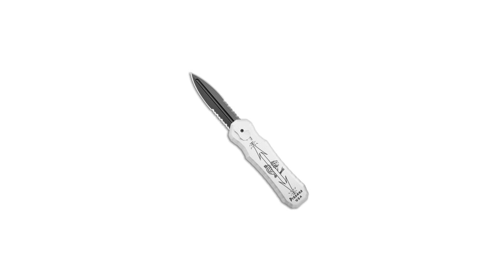 Piranha Piranha Excalibur OTF Automatic Knife Silver Tactical 3.2" Black Serr, Gray, 154CM, adult, BHQ-9944