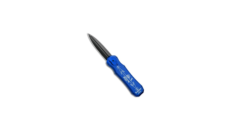 Piranha Piranha Excalibur OTF Knife Double Action Automatic Blue3.2" Black Plain*DISC*, Blue, CPM S30V, adult, BHQ-229741