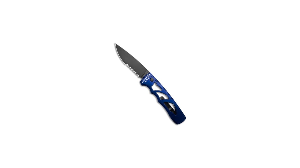 Piranha Piranha MagnaRaptor Automatic Knife Blue Aluminum 3.4" Black Serrated, Blue, CPM MagnaCut, adult, BHQ-218497