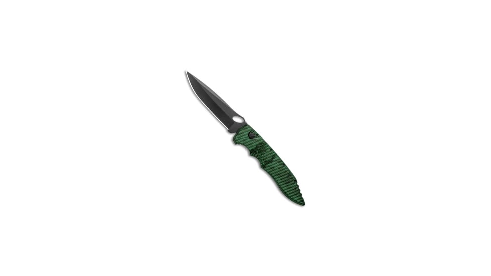 Piranha Piranha Mini Predator Green/Black Tactical Automatic Knife 3.5" Black, Black/Green, CPM S30V, adult, BHQ-137762
