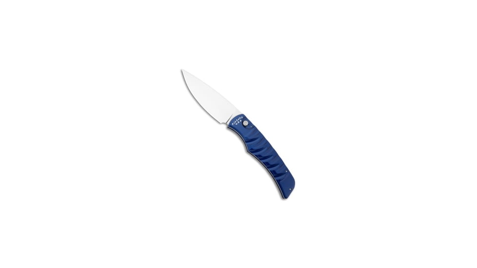 Piranha Piranha Paradox Automatic Knife Blue Aluminum 3.1" Mirror P-24B, Blue, 154CM, adult, BHQ-208171