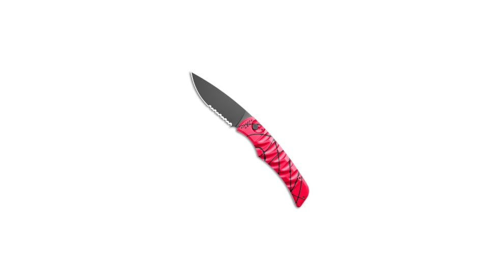 Piranha Piranha Paradox Automatic Knife Pink Aluminum 3.1" Black Serrated P-24PTS, Pink, 154CM, adult, BHQ-210931