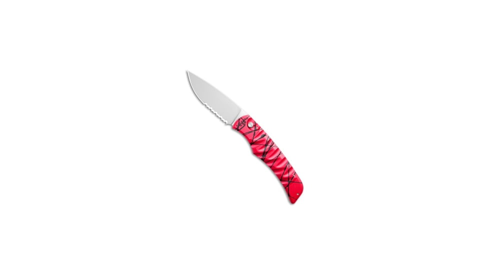Piranha Piranha Paradox Automatic Knife Pink Aluminum 3.1" Mirror Serrated P-24PKS, Pink, 154CM, adult, BHQ-210929