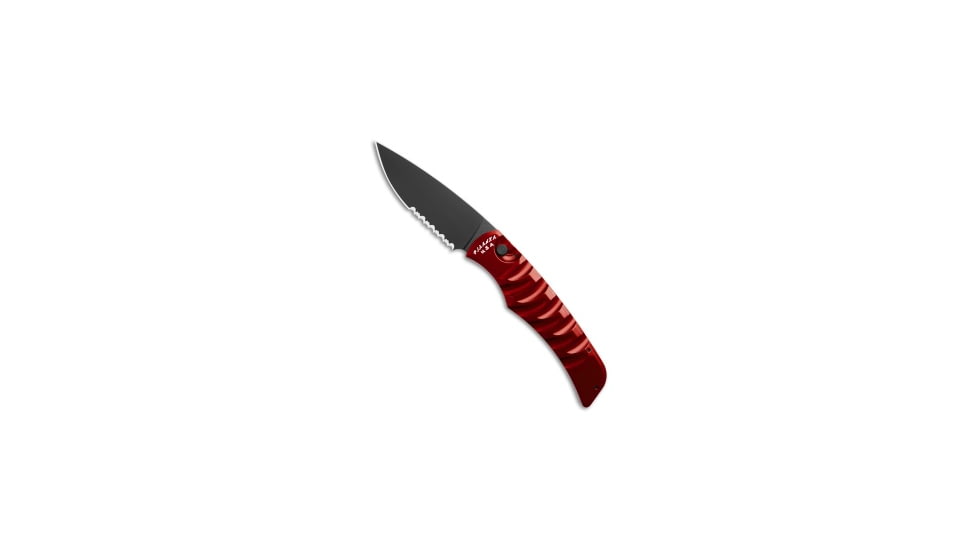 Piranha Piranha Paradox Automatic Knife Red Aluminum 3.1" Black Serrated P-24RTS, Red, 154CM, adult, BHQ-208178