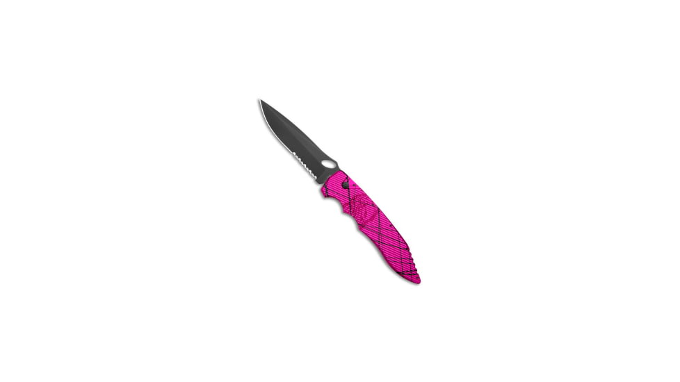 Piranha Piranha Predator Tactical Automatic Knife Pink 4.1" Black Serr, Pink, CPM S30V, adult, BHQ-180462