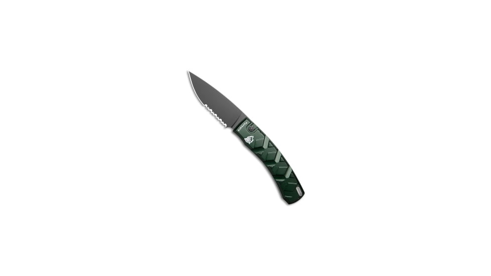 Piranha Piranha X Automatic Knife Green Aluminum 3.3" Black Serr, Green, 154CM, adult, BHQ-26290