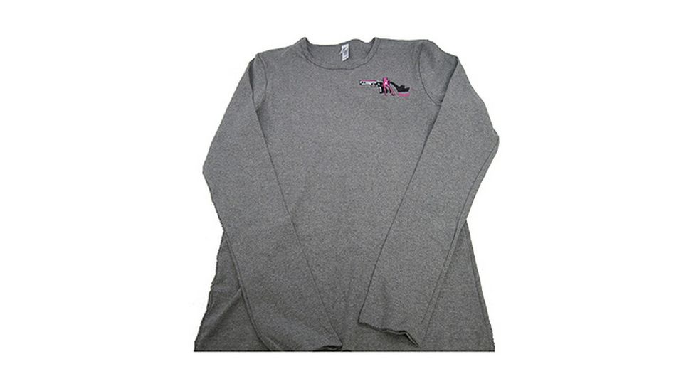 Pistols and Pumps Bella Ladies Long Sleeve T-Shirt w/ Logo, Deep Heather, Small 79272