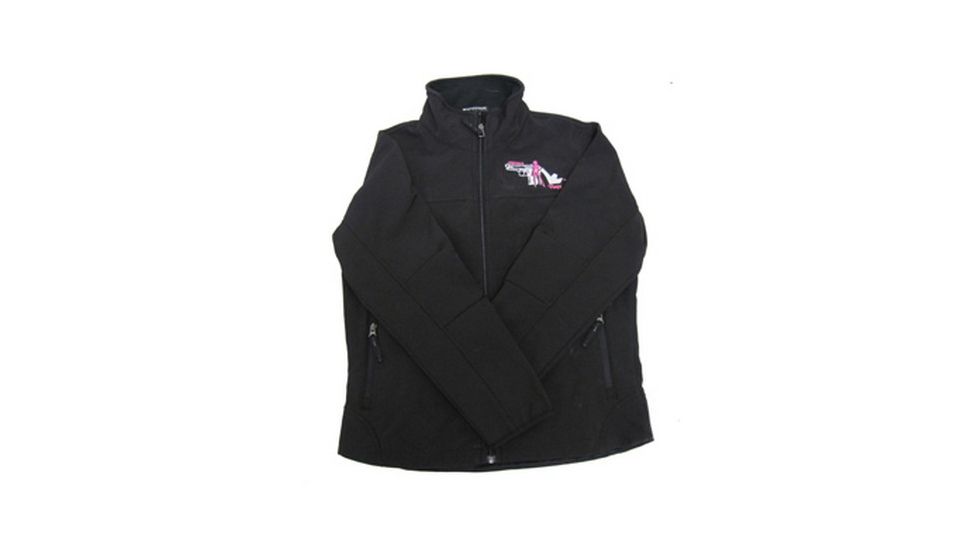 Pistols and Pumps Ladies All-Weather Soft Shell Medium Jacket w/ Logo, Black 79309
