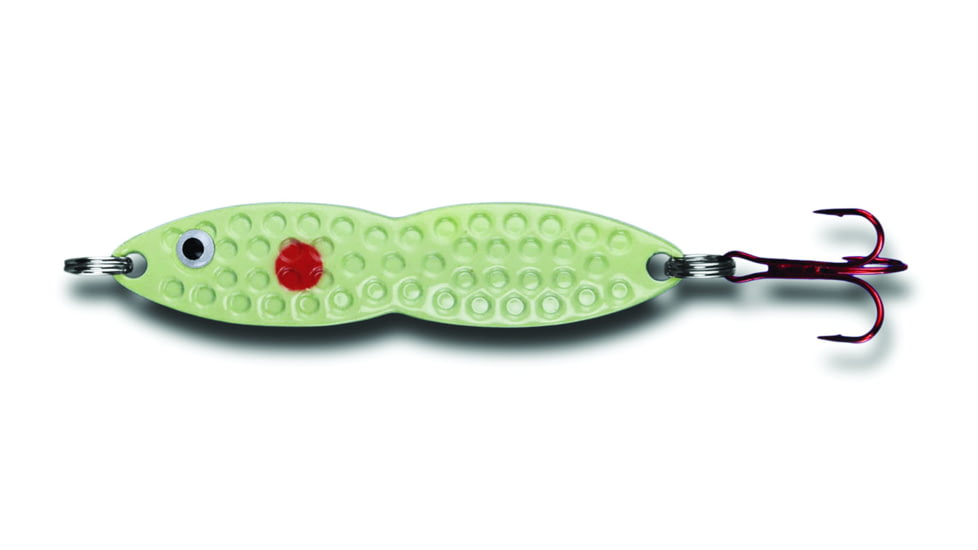 PK Lures Flutter Fish Spoon 1/4 oz., Red Dot Glow, FF1RDG
