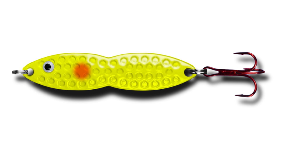 PK Lures Flutter Fish Spoon 1/4 oz., Yellow Glow Orange Dot, FF1YGO