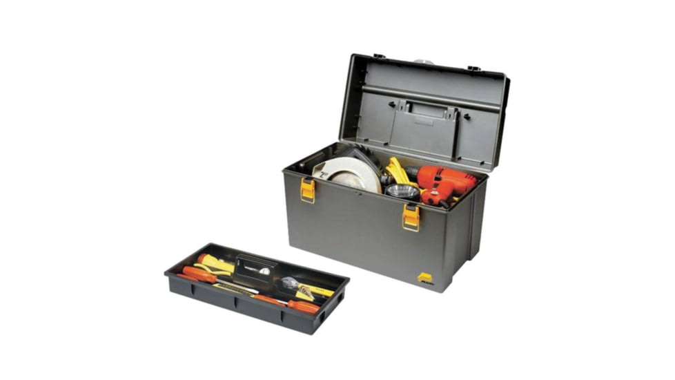 Plano 1 Tray Tackle Box w/ Dual Top Access, Red Metallic/Off White, 21.31in x 12.5in x 13.5in, 701001