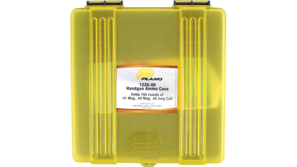 Plano Handgun Ammo Case with Hinged Cover, .41 Magnum, 100 count, Dark Gray/Transparent Amber, PMC122600