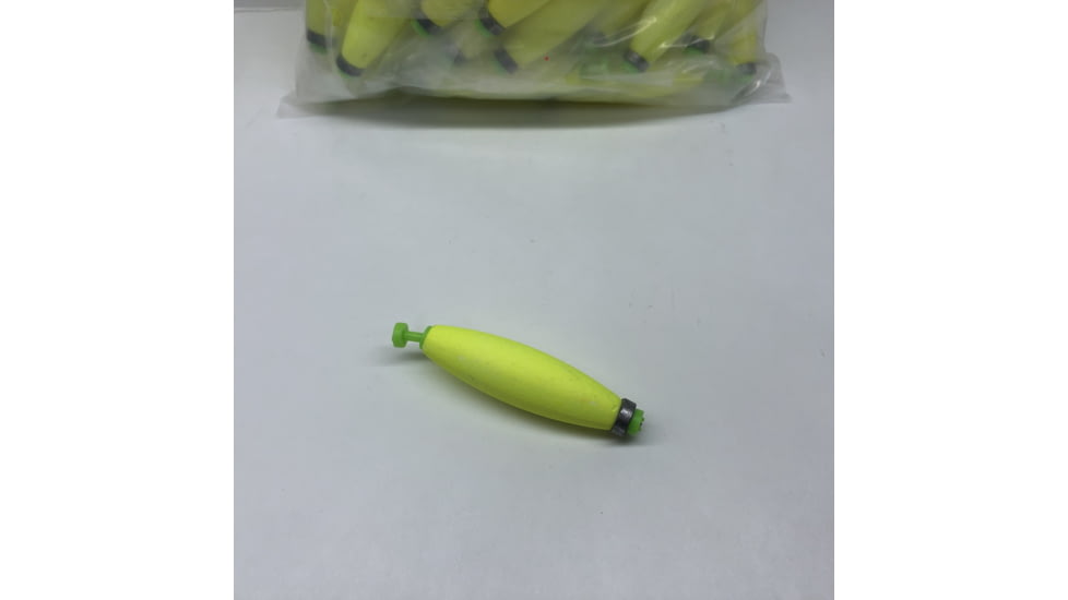 Plastilite Cigar Snap-On Foam Float, 2-1/2in, Weighted Yellow, 50 Per Bag, 50SC250WY