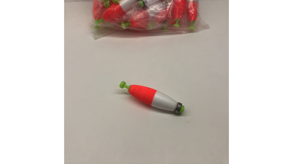 Plastilite Cigar Snap-On Foam Float, 2in, Weighted, Red/White 50 Per Bag, 50SC200W