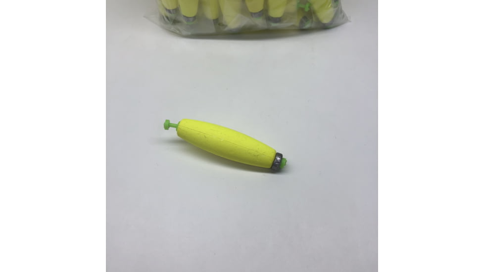 Plastilite Cigar Snap-On Foam Float, 3in, Weighted, Yellow 50 Per Bag, 50SC300WY