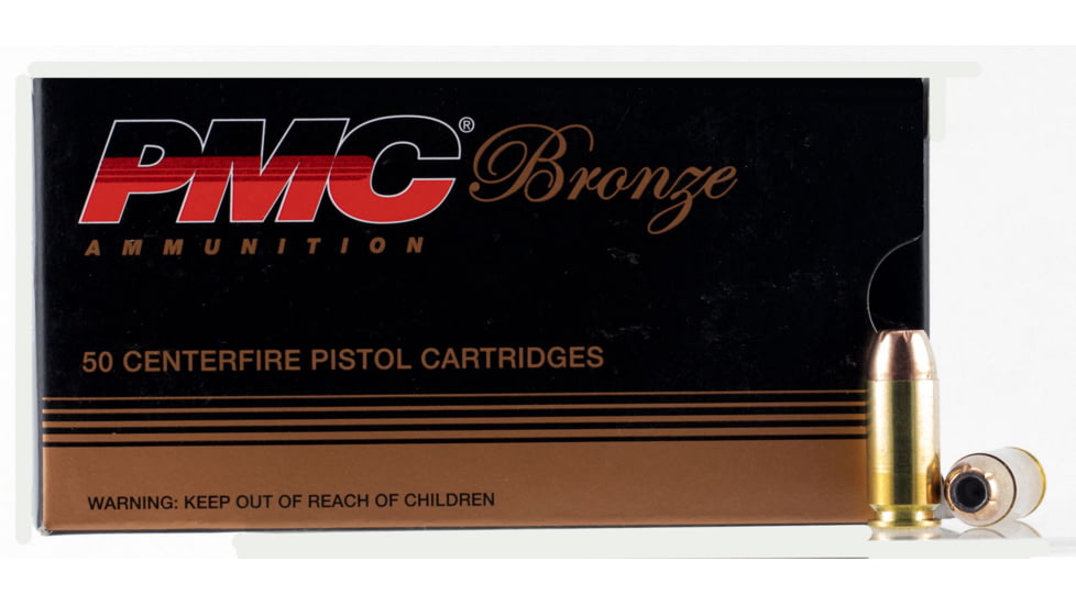PMC Ammunition Bronze .40 S&amp;W 165 Grain Jacketed Hollow Point Brass Cased Pistol Ammo, 50 Rounds, 40B
