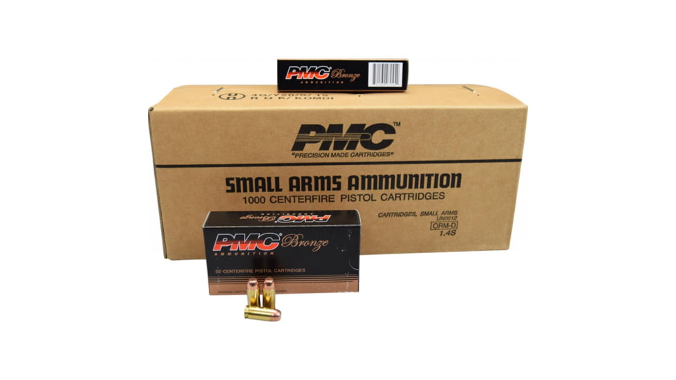 PMC Ammunition BRONZE 40 S&amp;W 165 GR FMJ FP 1000 RD Case, 40DC