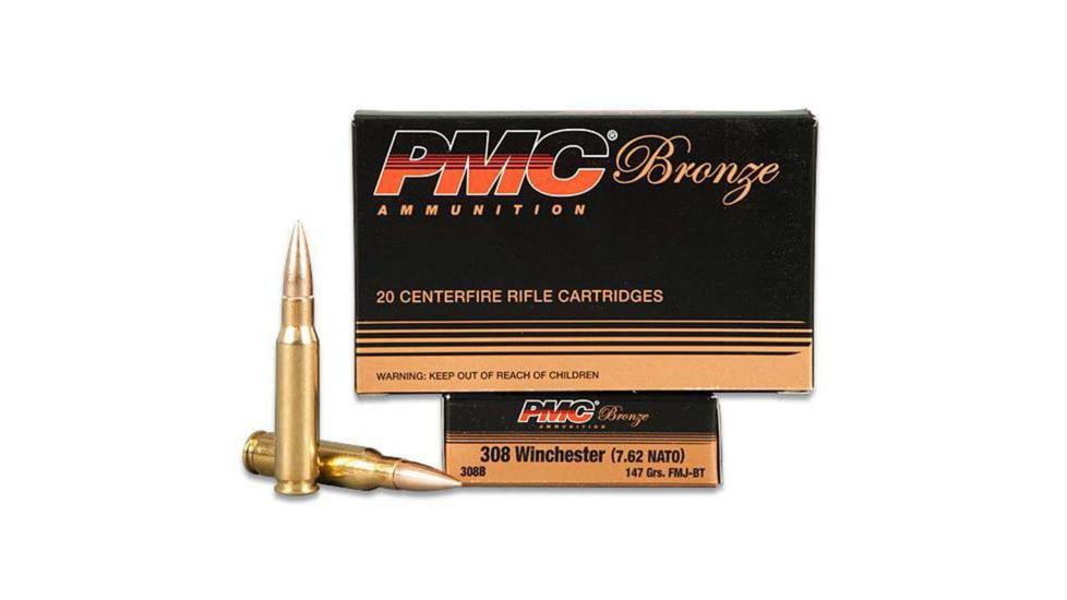 PMC Ammunition Bronze Rifle Ammo .308 Win 147 gr FMJBT 2780 fps - 500/ct, 308B Case