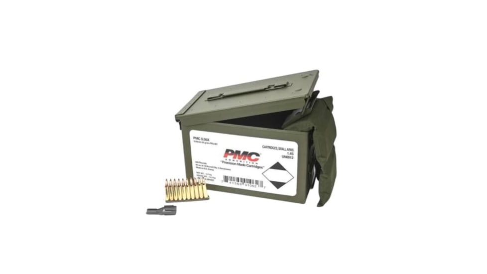 PMC Ammunition 5.56x45mm NATO 55 Grain Fuul Metal Jacket Brass Cased Rifle Ammunition, 1680 Rounds, 556XMB