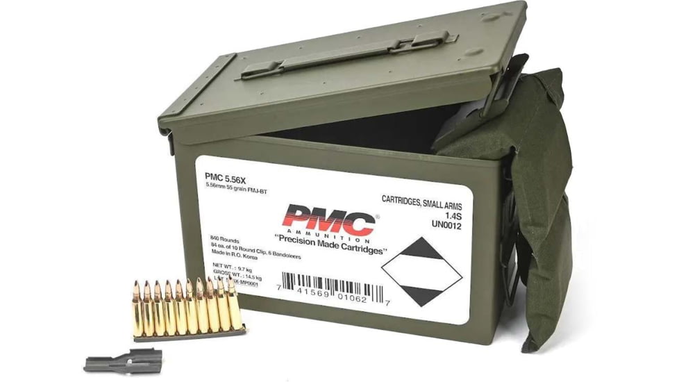 PMC Ammunition X-Tac 5.56x45mm NATO 55 Grain Full Metal Jacket Rifle Ammo, Metal Box, 840 Rounds, 1102741