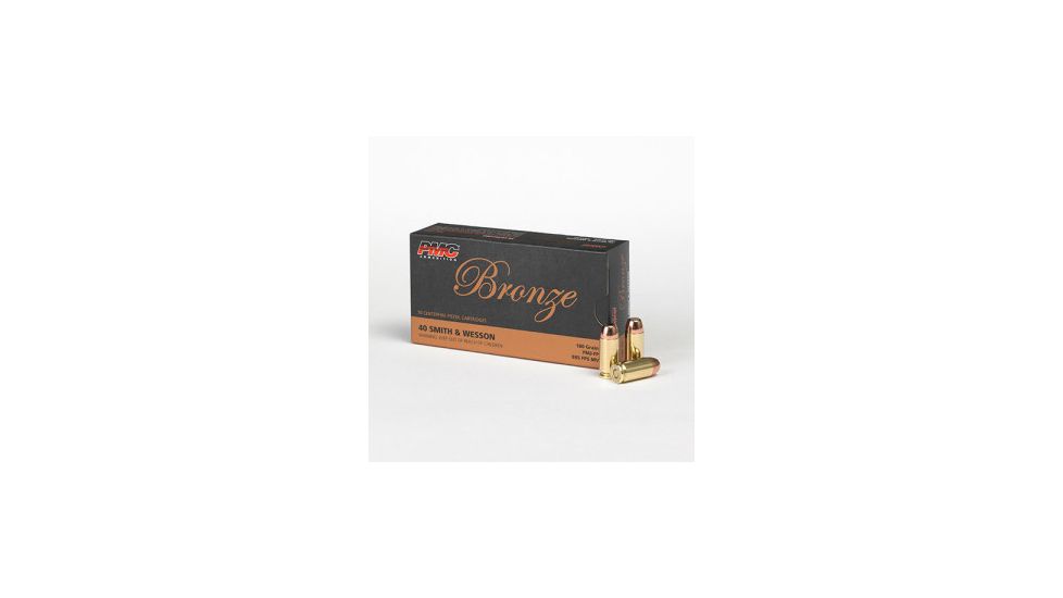 PMC Ammunition Bronze, .40 S&amp;W, 180 Grain, FMJFN, Brass Case, Centerfire Pistol Ammo, 50 Rounds Box, 40E