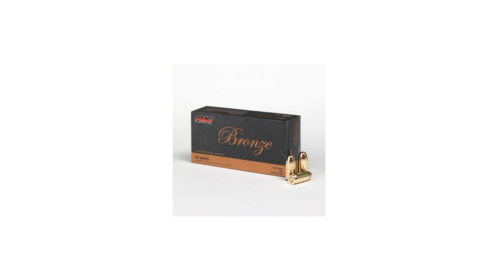 PMC Bronze Ammunition, .45 Auto, 230 Grain, Full Metal Jacket, Brass Case, 50-Rounds, 45A