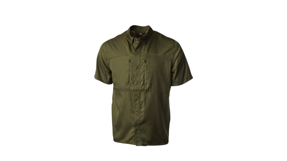 Pnuma Outdoors Short Sleeve Shooting Shirt - Mens, Dark Olive, L, PSSSSCYL