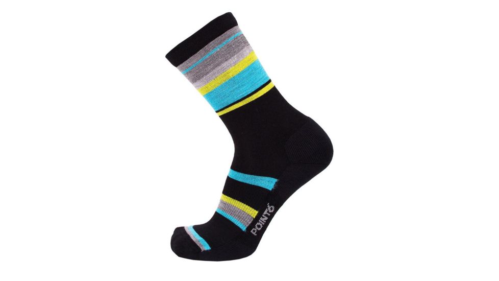 Point 6 Active Band Light Crew Women's Sock, Black/Robins Egg Blue, Medium 2722-258-06