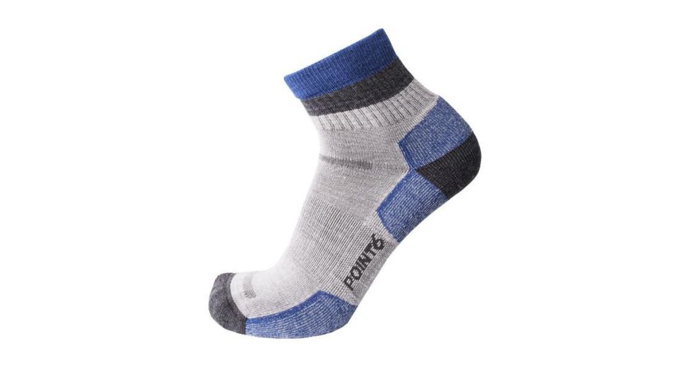 Point 6 Hiking Block Stripe Light Mini Crew Men's Socks, Silver, Medium 3560-206-06