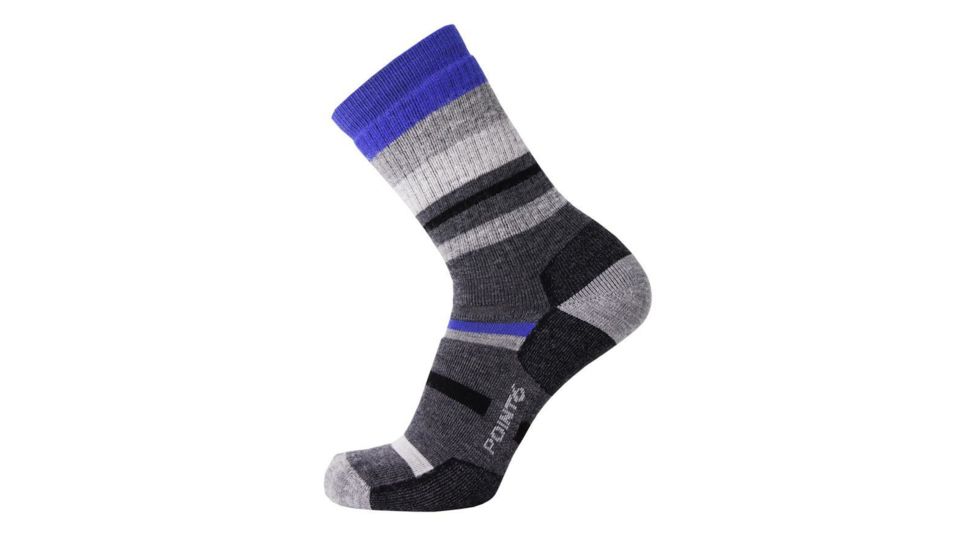 Point 6 Hiking Mixed Stripe Medium Crew  Men's Socks, Gray, Large 2567-200-07