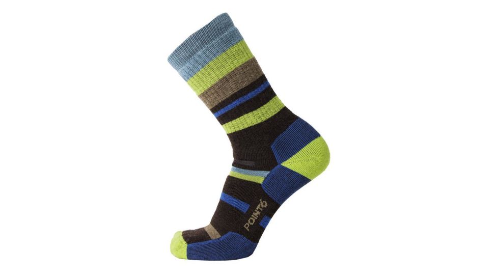Point 6 Hiking Mixed Stripe Medium Crew  Men's Socks, Chestnut, Medium 2567-203-06
