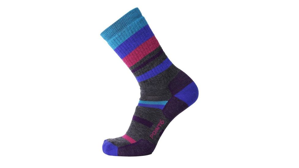 Point 6 Hiking Mixed Stripe Medium Crew  Men's Socks, Imperial, Small 2567-215-05