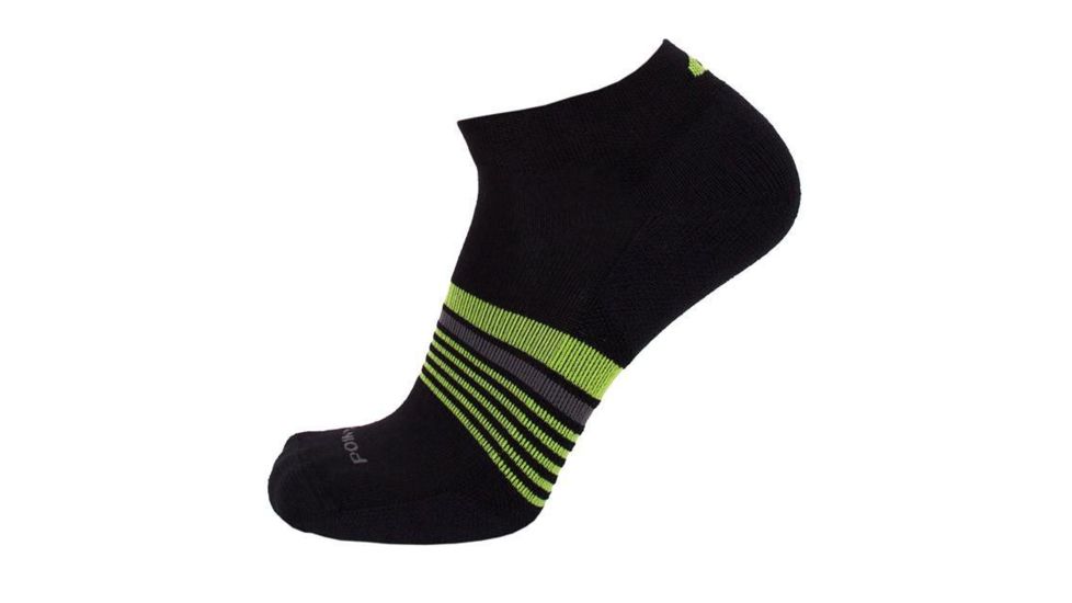 Point 6 Running Wall Street Extra Light Mini Crew Men's Socks, Black/Super Lime, Small 1179-276-05