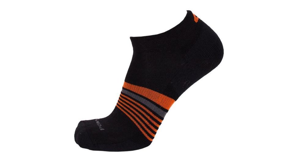 Point 6 Running Wall Street Extra Light Mini Crew Men's Socks, Black/Orange, Medium 1179-290-06