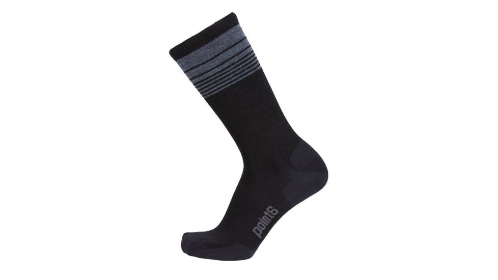 Point 6 Wall Street Ultra Light Crew  Men's Socks, Black, Large 1711-204-07