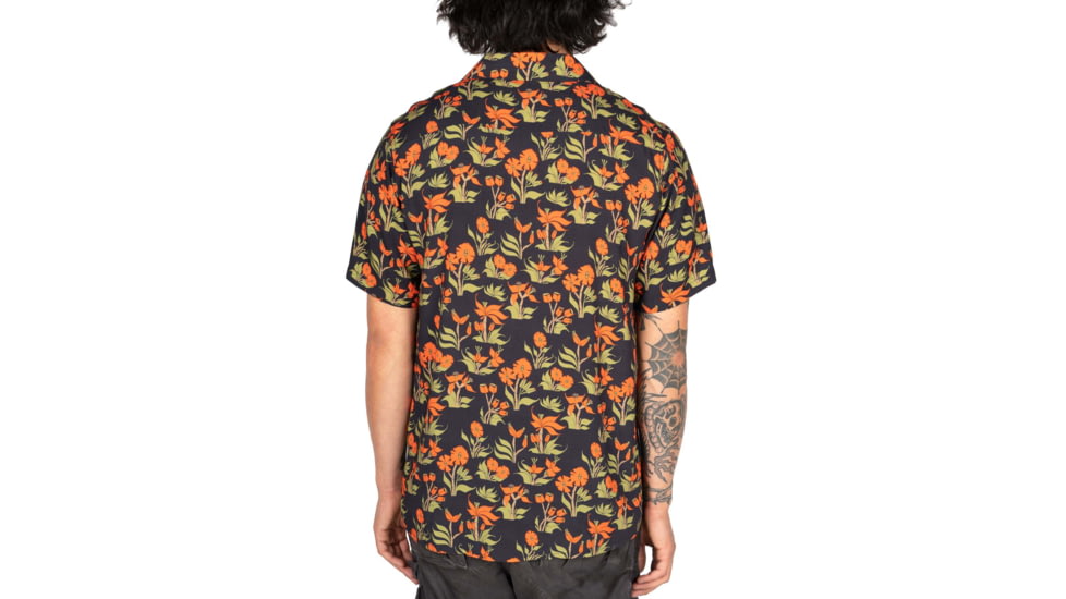 Poler Aloha Shirt, Medium, Orchid Floral Black, 221APM3002-Orchid Floral Black-M