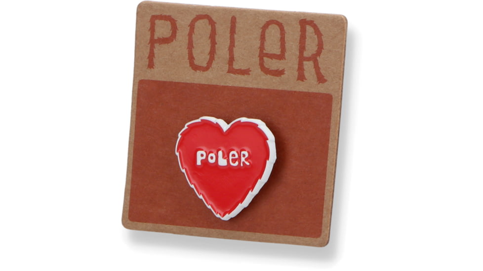 Poler Furry Heart Enamel Pin, Zissou Red, One Size, 211ACU8403-Zissou Red-O/S
